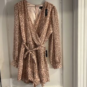NWT Express leopard print romper; size large